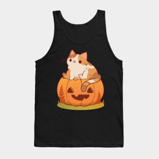 Orange pumpkin cat Tank Top